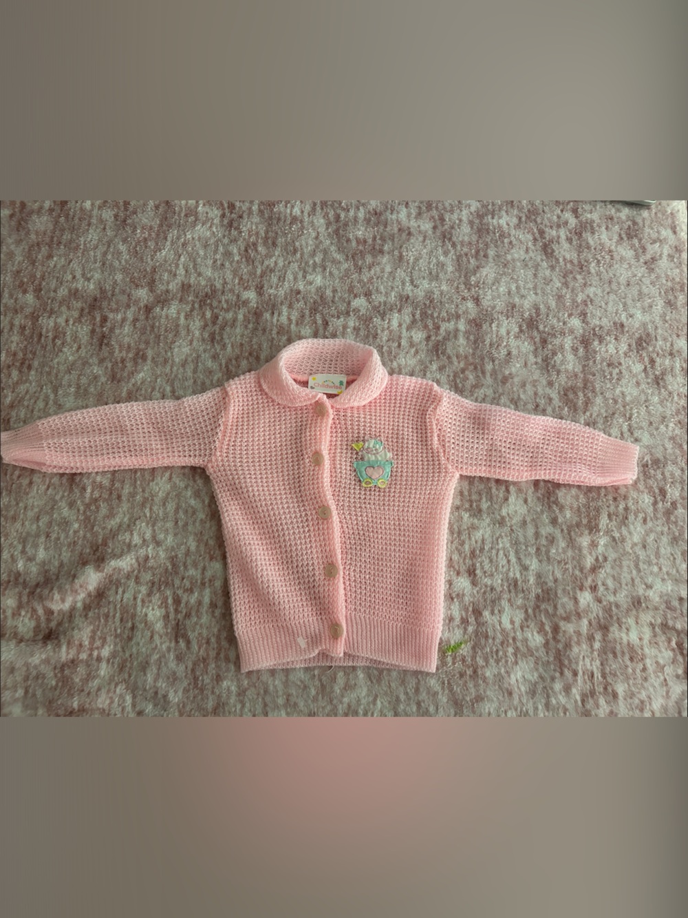 Baby Pink Knit Button-Up Cardigan Jacket